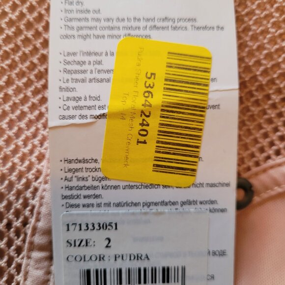 ANGELS NEVER DIE peach FISHNET long sleeve detailed top size 2 EU.  NEW - Picture 2 of 10